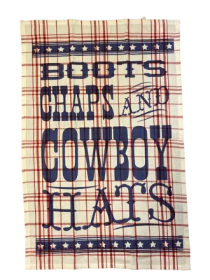 "Boots, Chaps, Cowboy Hats" Western Dishtowel