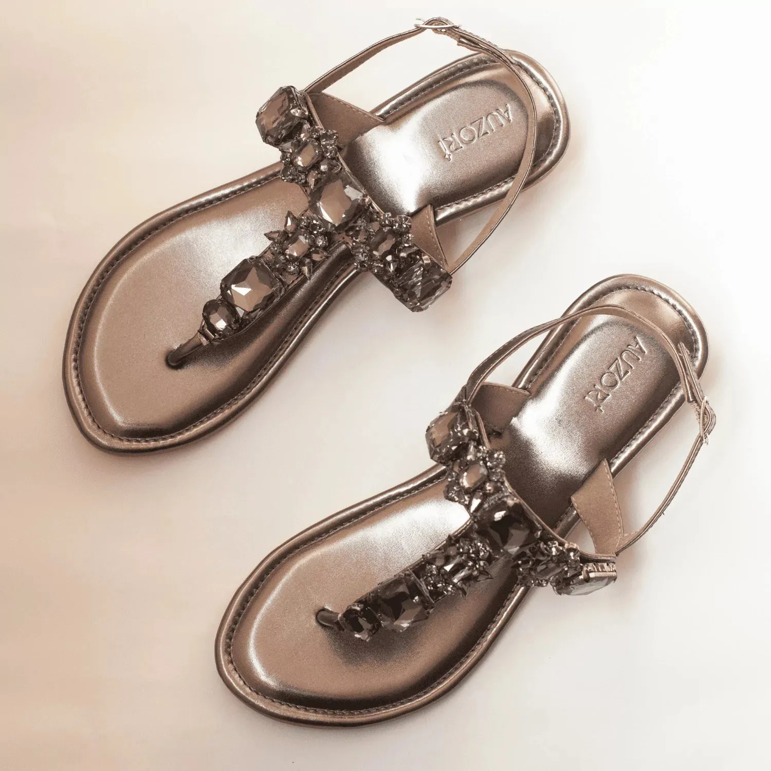 RADIANT Gunmetal Rhinestone Embellished Block Heels