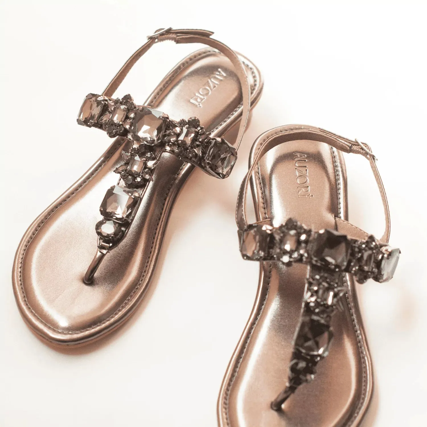 RADIANT Gunmetal Rhinestone Embellished Block Heels