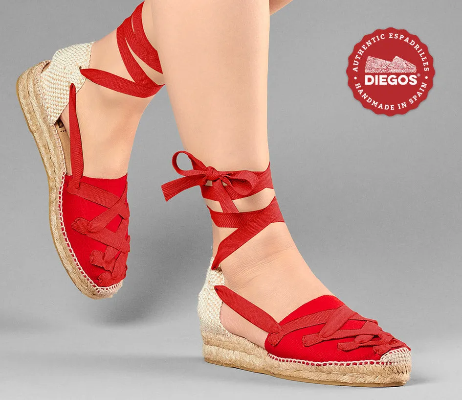 Red Lola low wedge Pamplona espadrilles