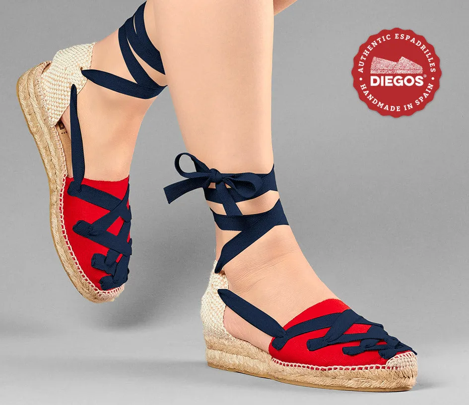 Red Lola low wedge Pamplona espadrilles
