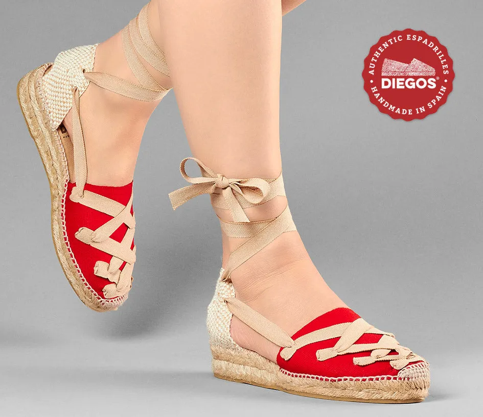 Red Lola low wedge Pamplona espadrilles