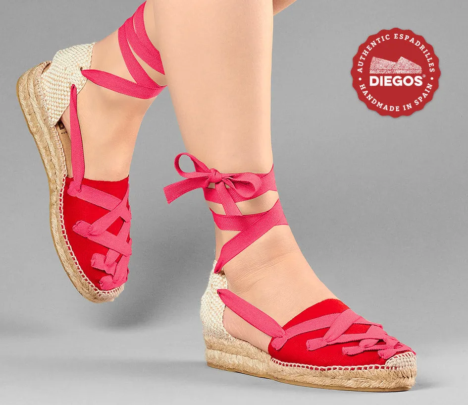 Red Lola low wedge Pamplona espadrilles