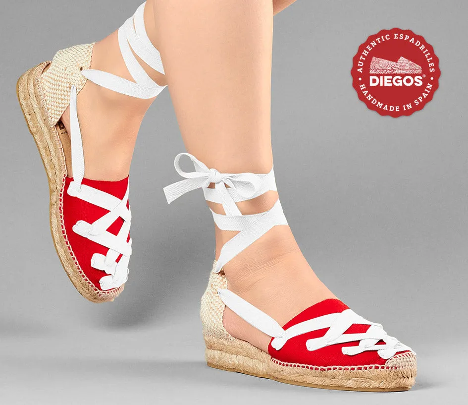 Red Lola low wedge Pamplona espadrilles