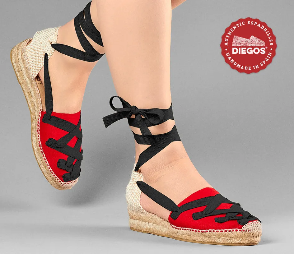 Red Lola low wedge Pamplona espadrilles