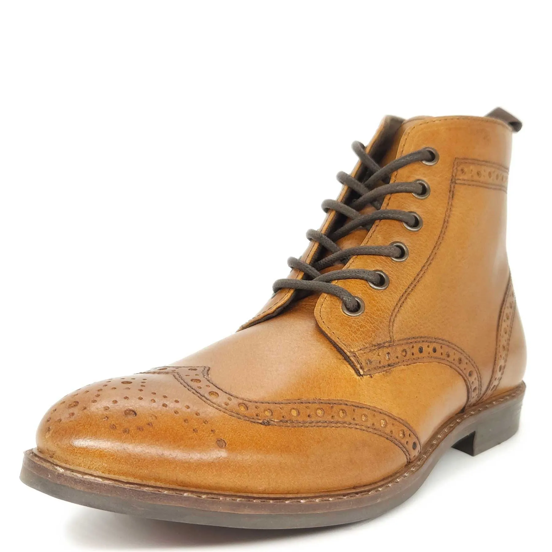 Red Tape Crick Glaven Brogue Lace Up Leather Mens Boots