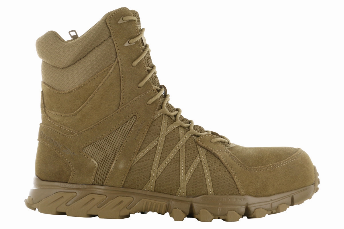 Anti Slip Sole Footwear Arch support Reebok Trailgrip Composite Toe Side Zip Tactical Boot