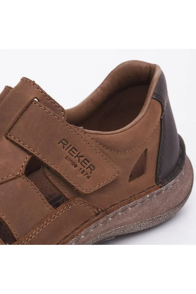 Rieker Mens Leather Fisherman Sandal 03078-25 Brown
