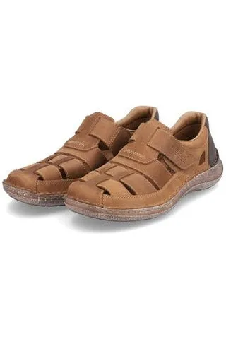 Rieker Mens Leather Fisherman Sandal 03078-25 Brown