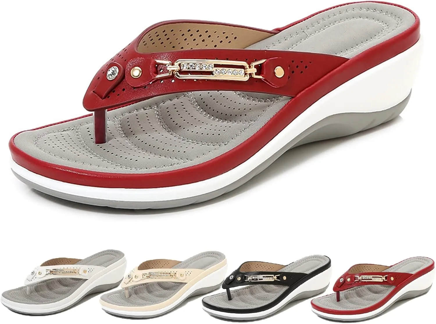 RJDJ Women's Arch Support Soft Cushion Flip Flops Thong Sandals Slippers Beach Slipper