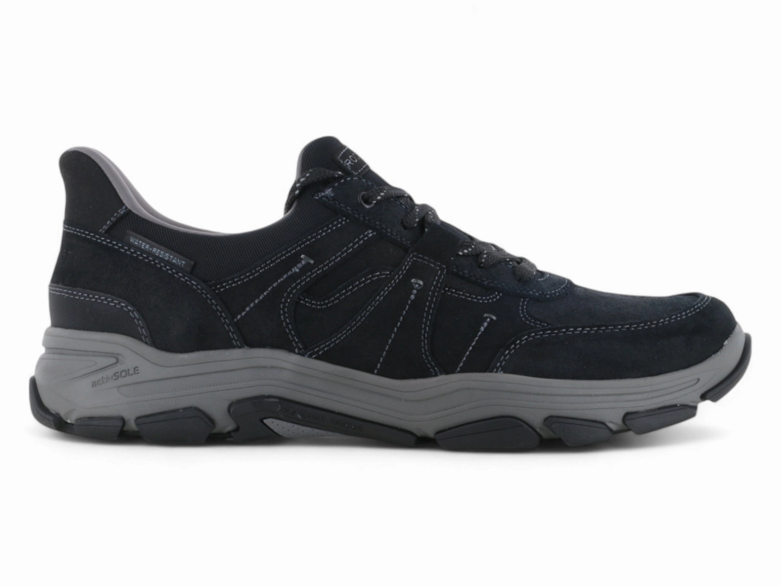 Rockport Rhett Step Activated Walking Shoes Black Clean Silhouette