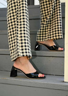 Romy Black Patent Leather Asymmetrical style Sturdy traction - level Romy Black Patent Leather