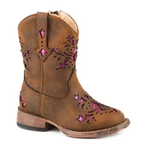 Roper TODDLER Lola Boot Brown Metallic Pink Underlay