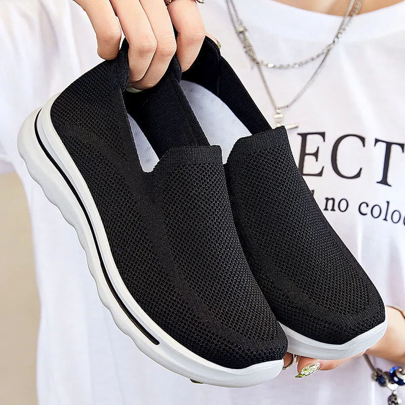 Round Toe Slip On Knitted Walking Shoes