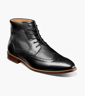 Rucci  Wingtip Lace Up Boot-Black | Florsheim Connected footwear Streamlined grip Impact Diffusion Rucci  Wingtip Lace Up Boot-Black | Florsheim