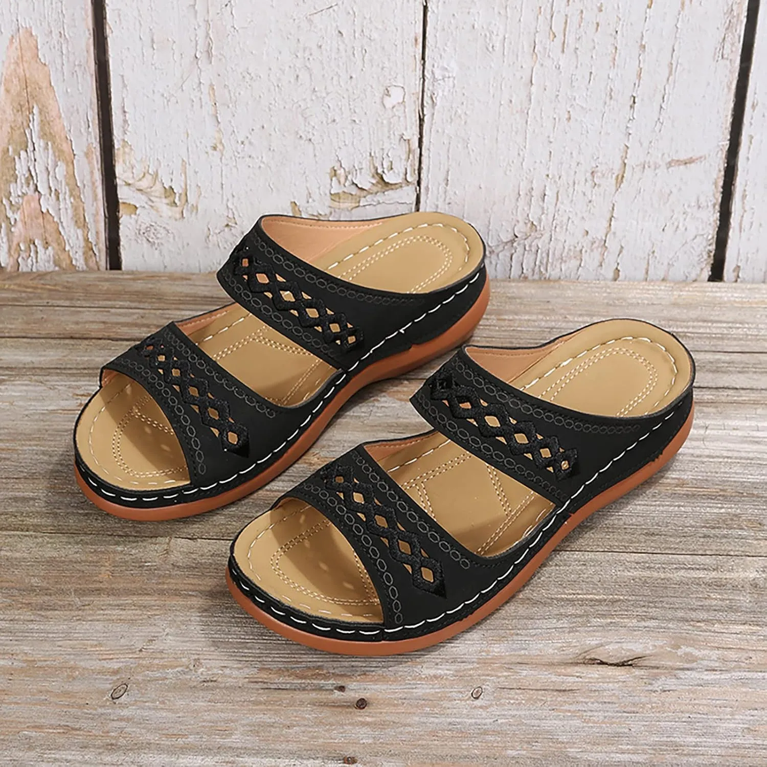 Rvidbe Orthopedic Sandals for Women Fashion, Womens Walking Sandals with Arch Support Anti-Slip Comfortable Sandals Slippers