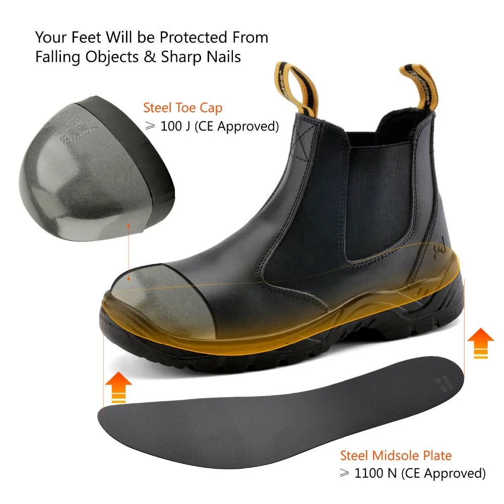 Safetoe S3 Steel Toe Cap,Light Weight Work Safety Boots with Waterproof Leather for Men and Women
