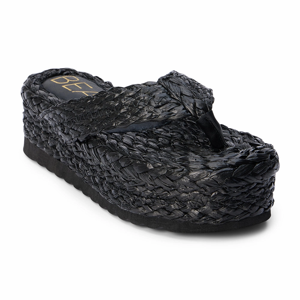 Puncture Proof Plate Sailor Platform Sandal - Black