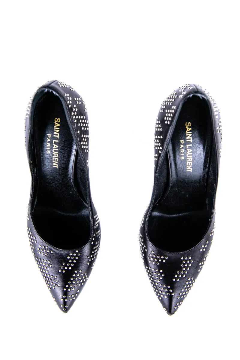 Saint Laurent Black Leather Studded Platform Pumps Size US 6.5 | EU 36.5