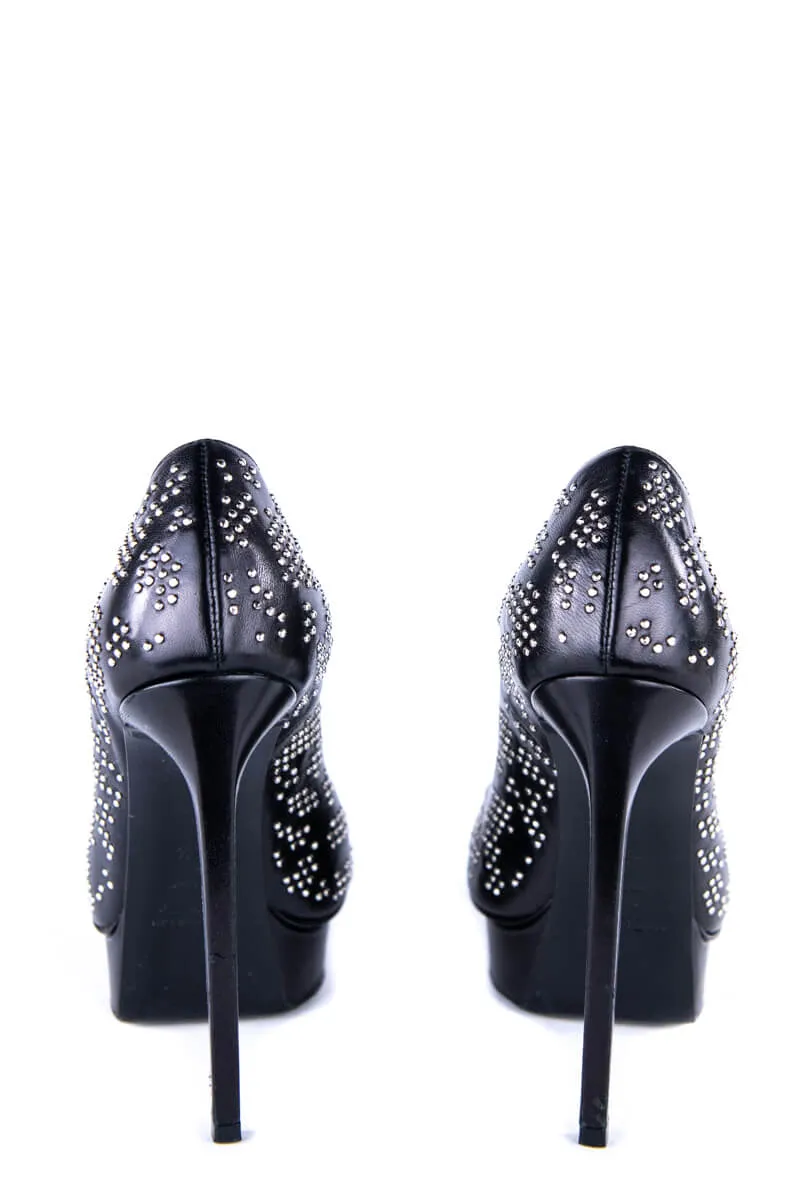 Saint Laurent Black Leather Studded Platform Pumps Size US 6.5 | EU 36.5