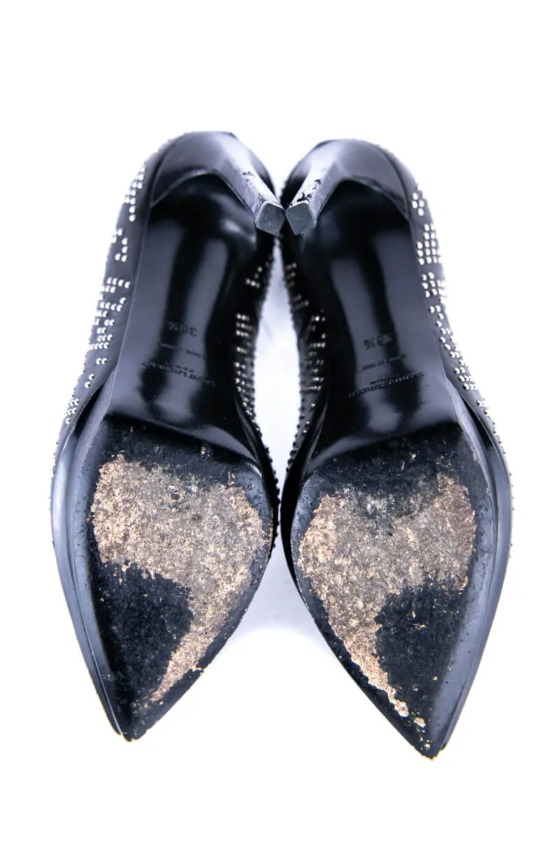 Saint Laurent Black Leather Studded Platform Pumps Size US 6.5 | EU 36.5