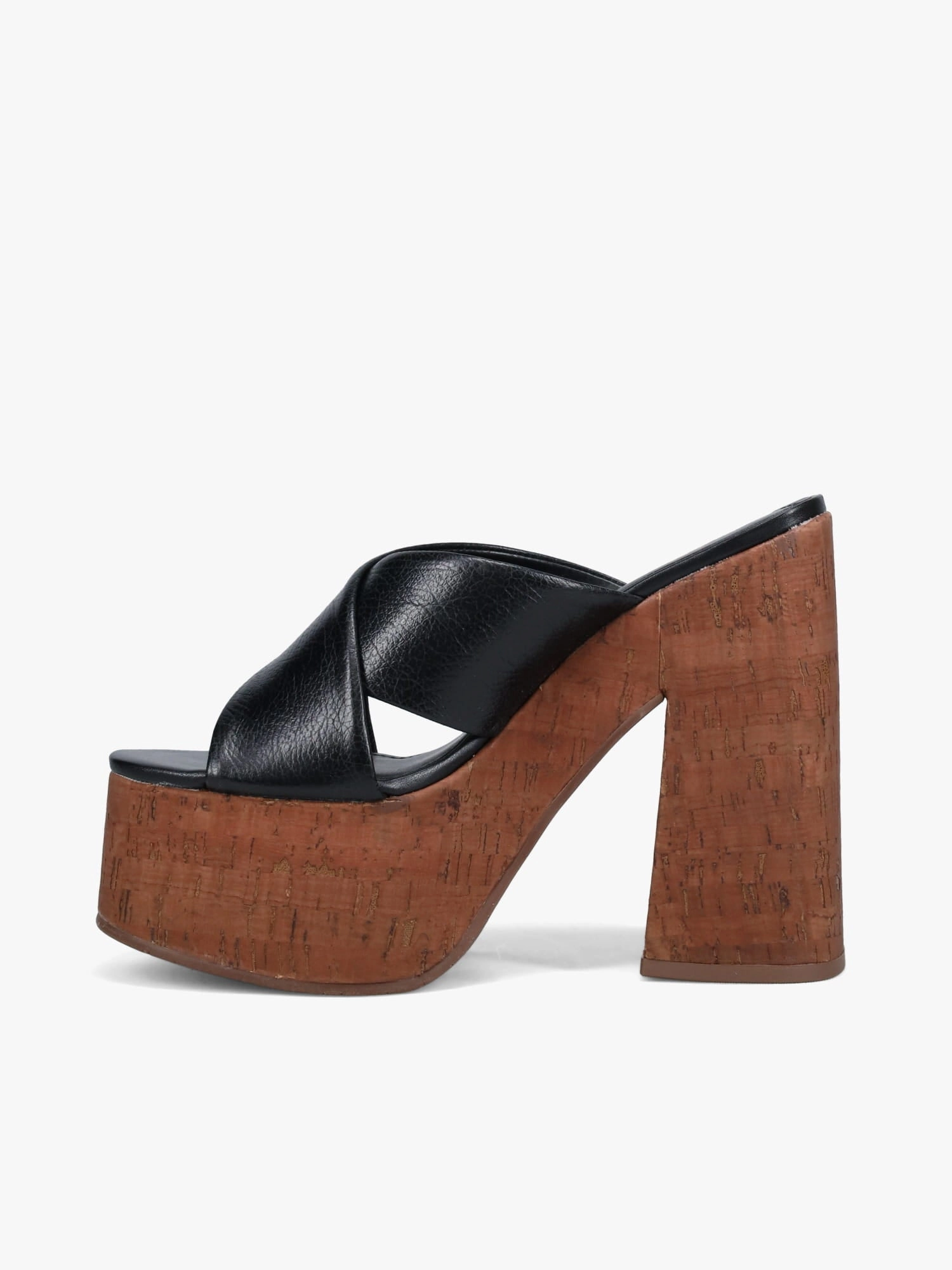 Heidi Black Leather Chunky Heel Practical Design