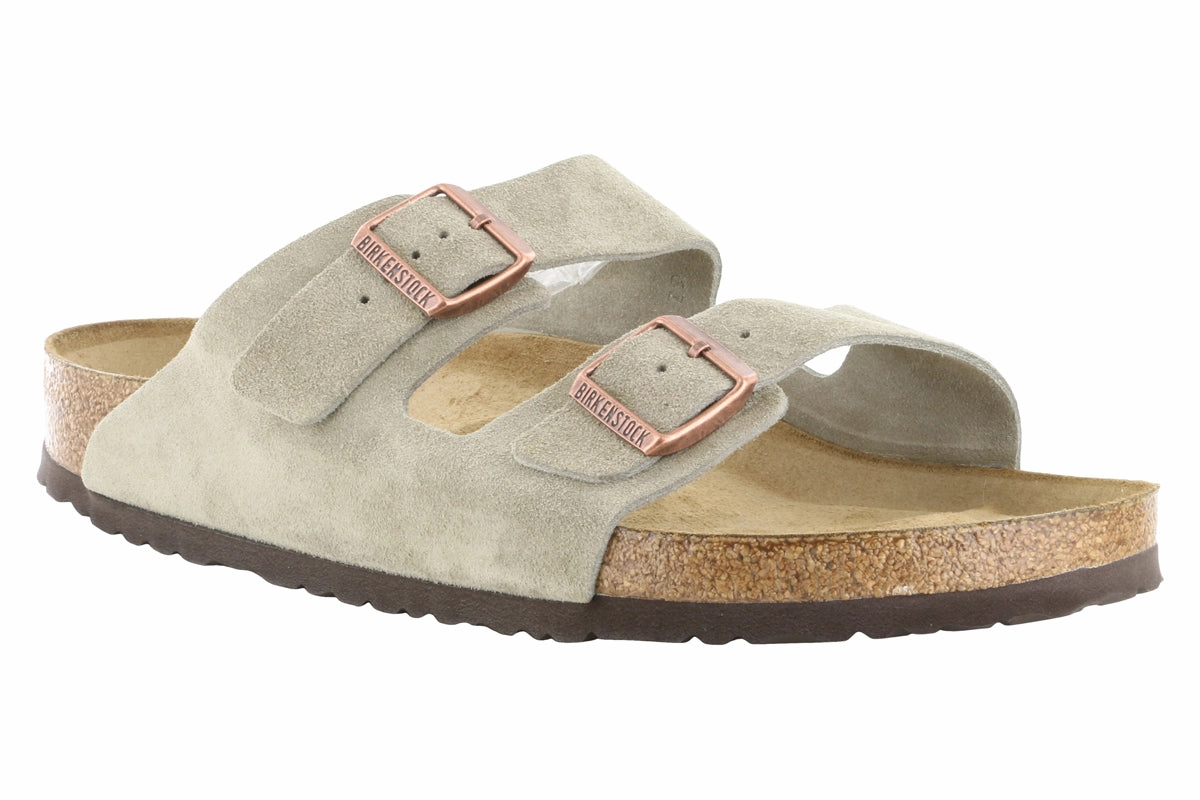 Birkenstock Arizona Soft Footbed Suede Leather Taupe Layered Midsole