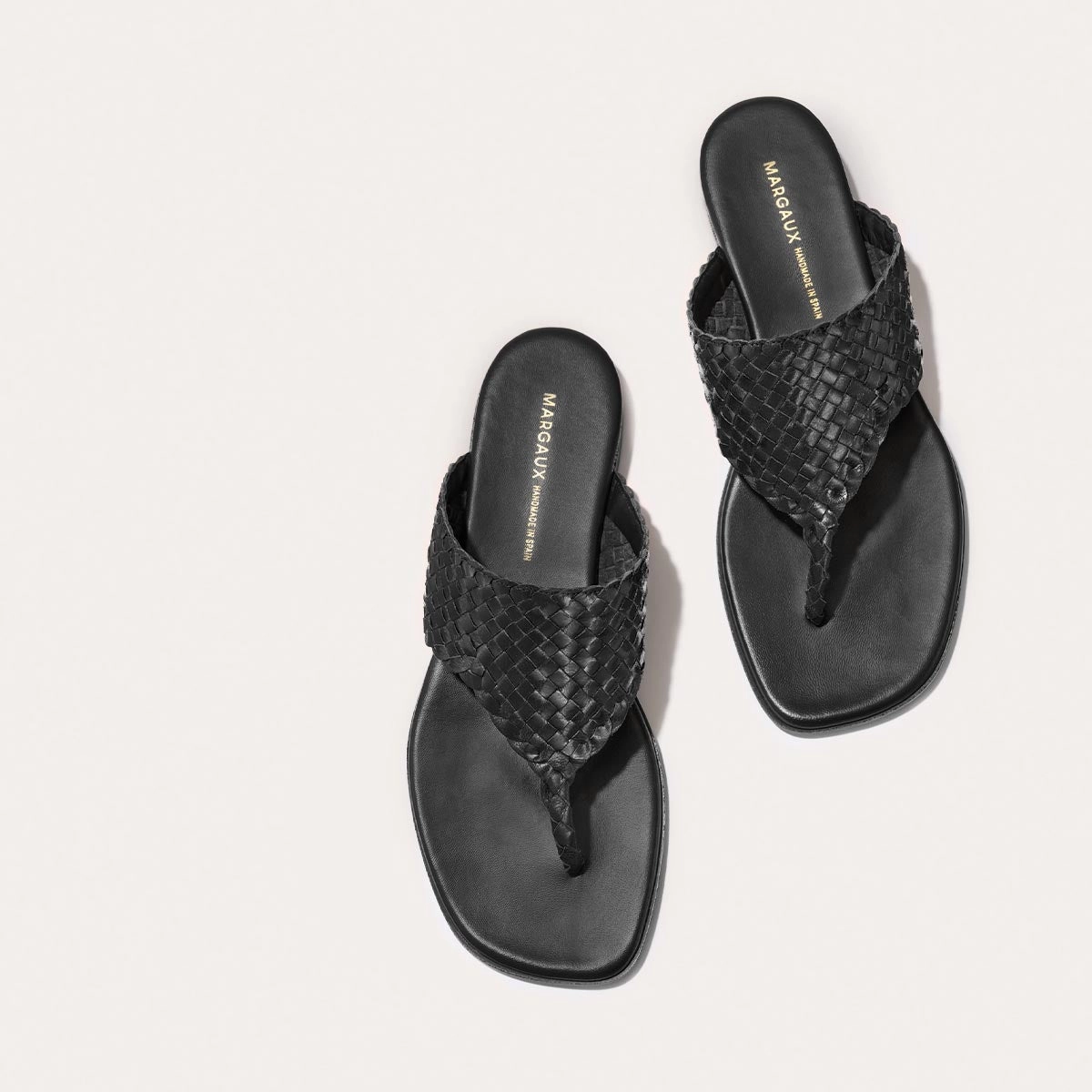 The Deia - Black Woven Leather Breathable Summer Footwear