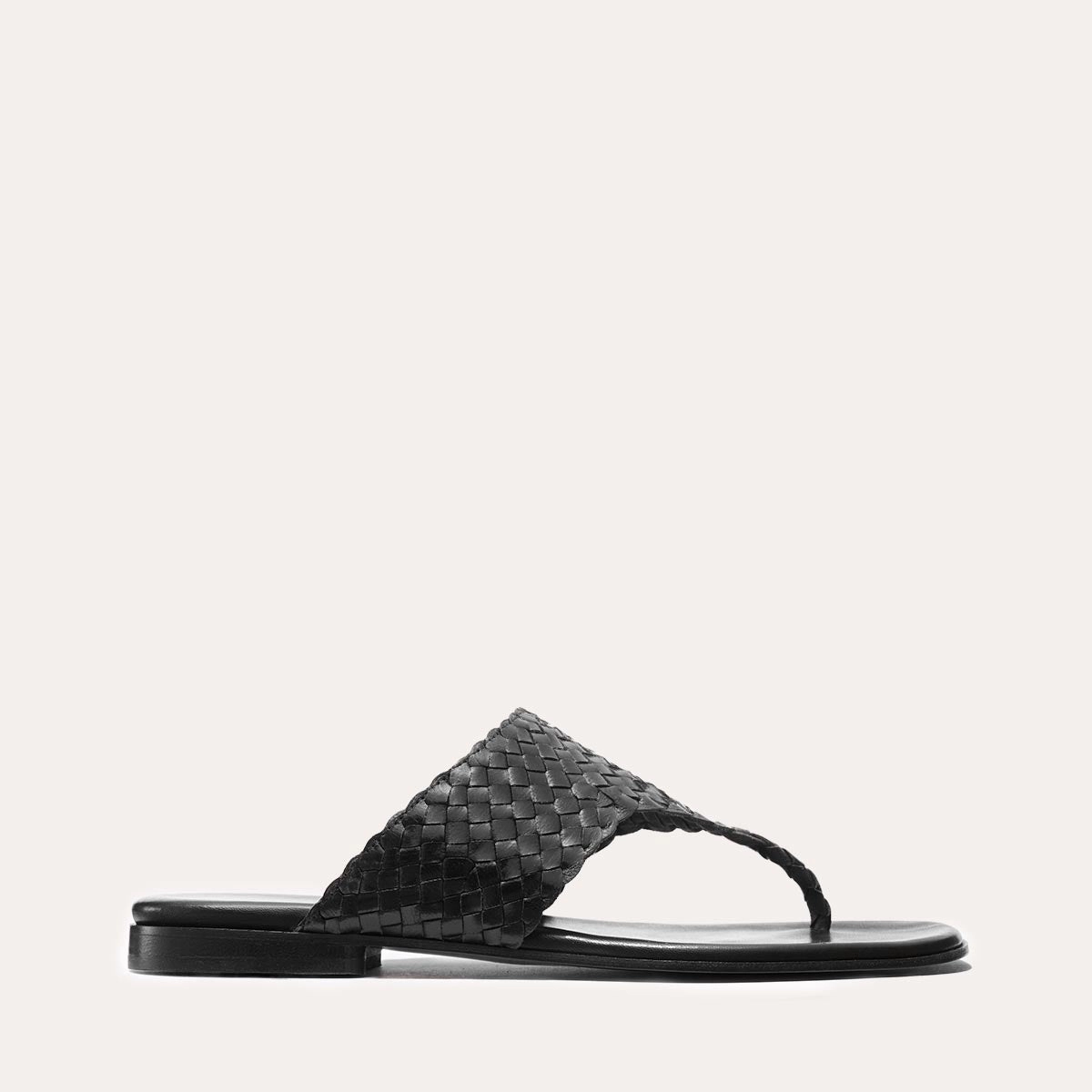 The Deia - Black Woven Leather Flexible Flats Easy Walk