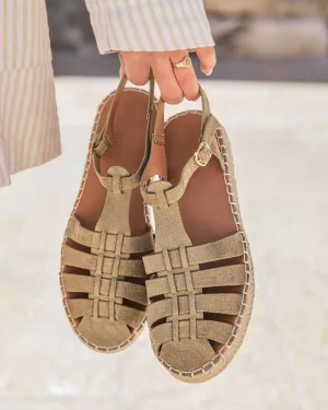 Sandale femme plateforme spartiate kaki - Mira