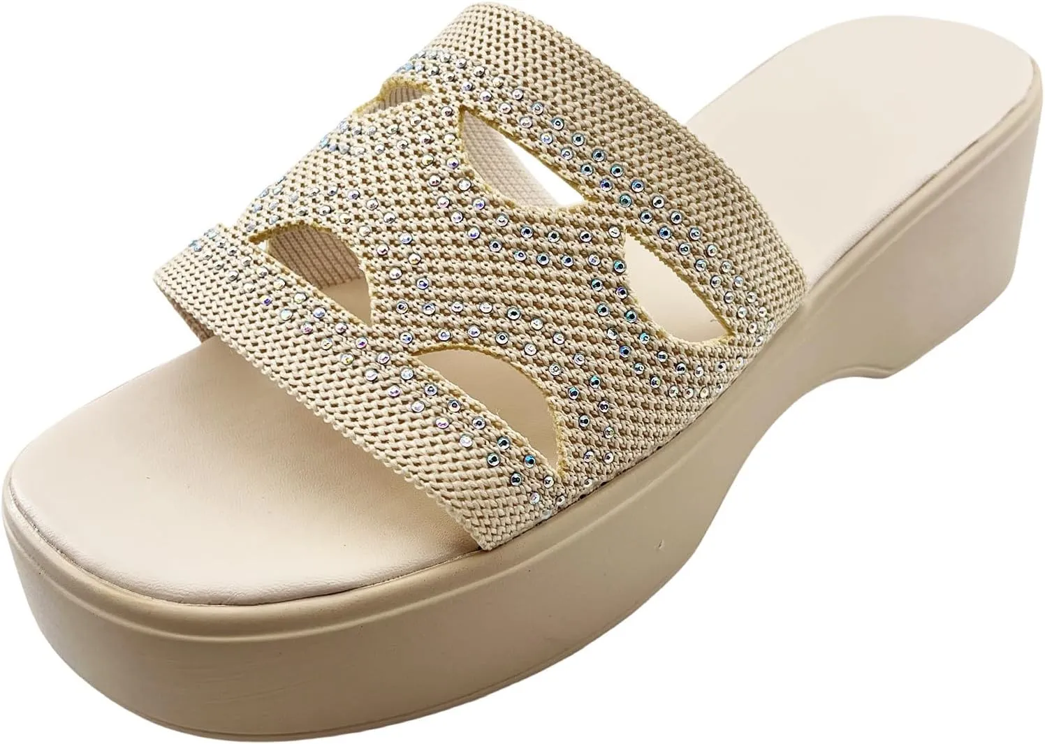 Sandals for Women Platform Wedge Sandals Summer Beach Slip On Open Toe High Heel Sandal Sparkly Bling Shoes 2025