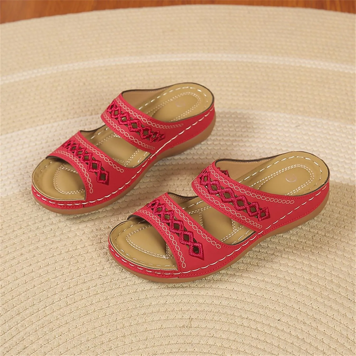 Sandals for Womens Trendy Comfortable Wedge Shoes Slip On Wide Width Sandals for Women Summer Casual Walking Sandal