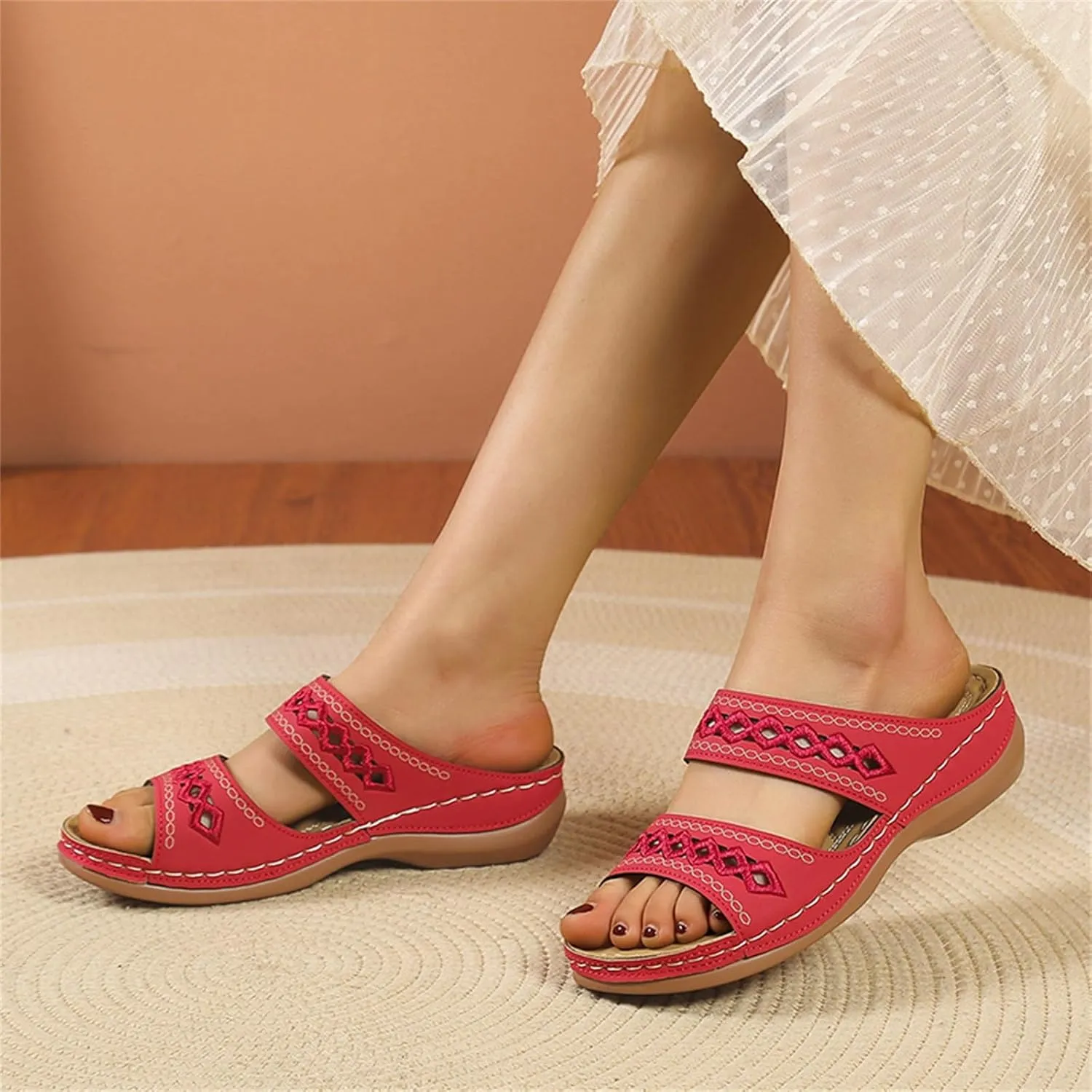 Sandals for Womens Trendy Comfortable Wedge Shoes Slip On Wide Width Sandals for Women Summer Casual Walking Sandal