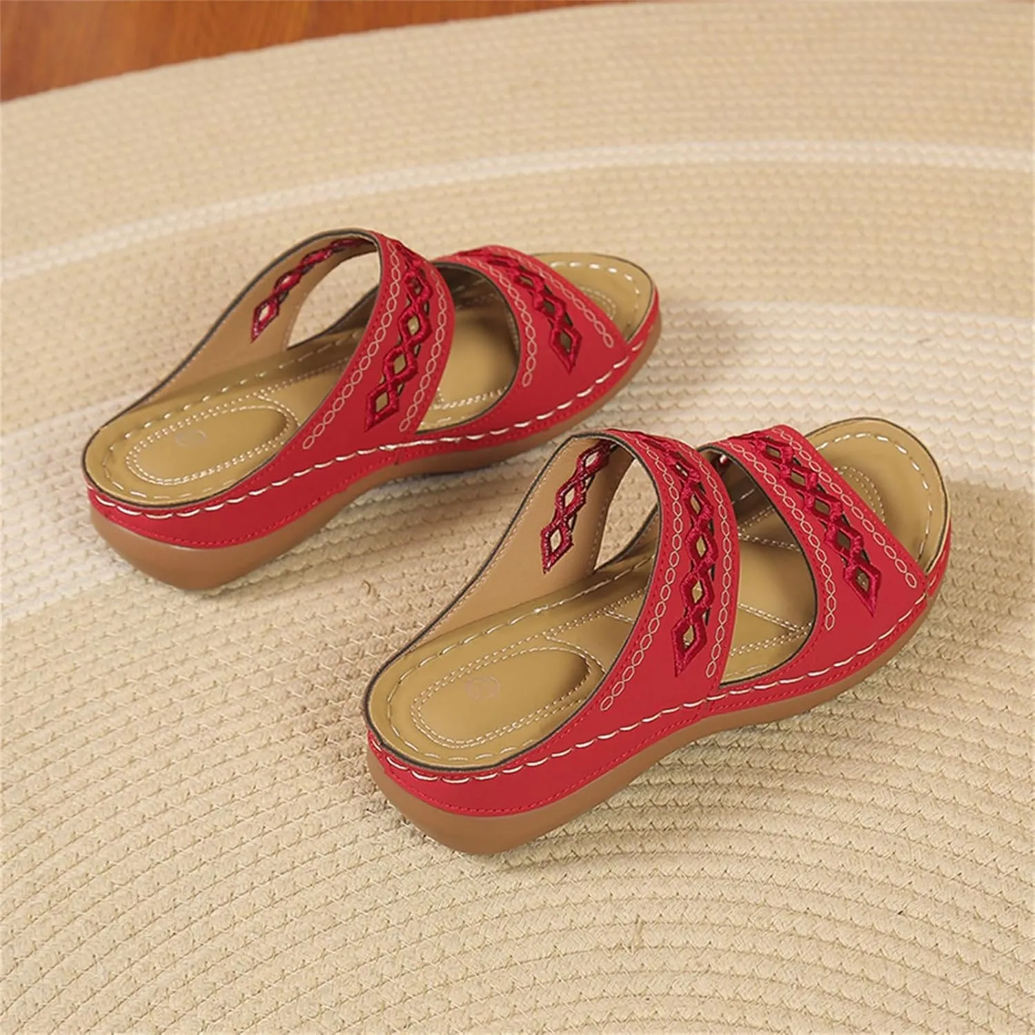 Sandals for Womens Trendy Comfortable Wedge Shoes Slip On Wide Width Sandals for Women Summer Casual Walking Sandal