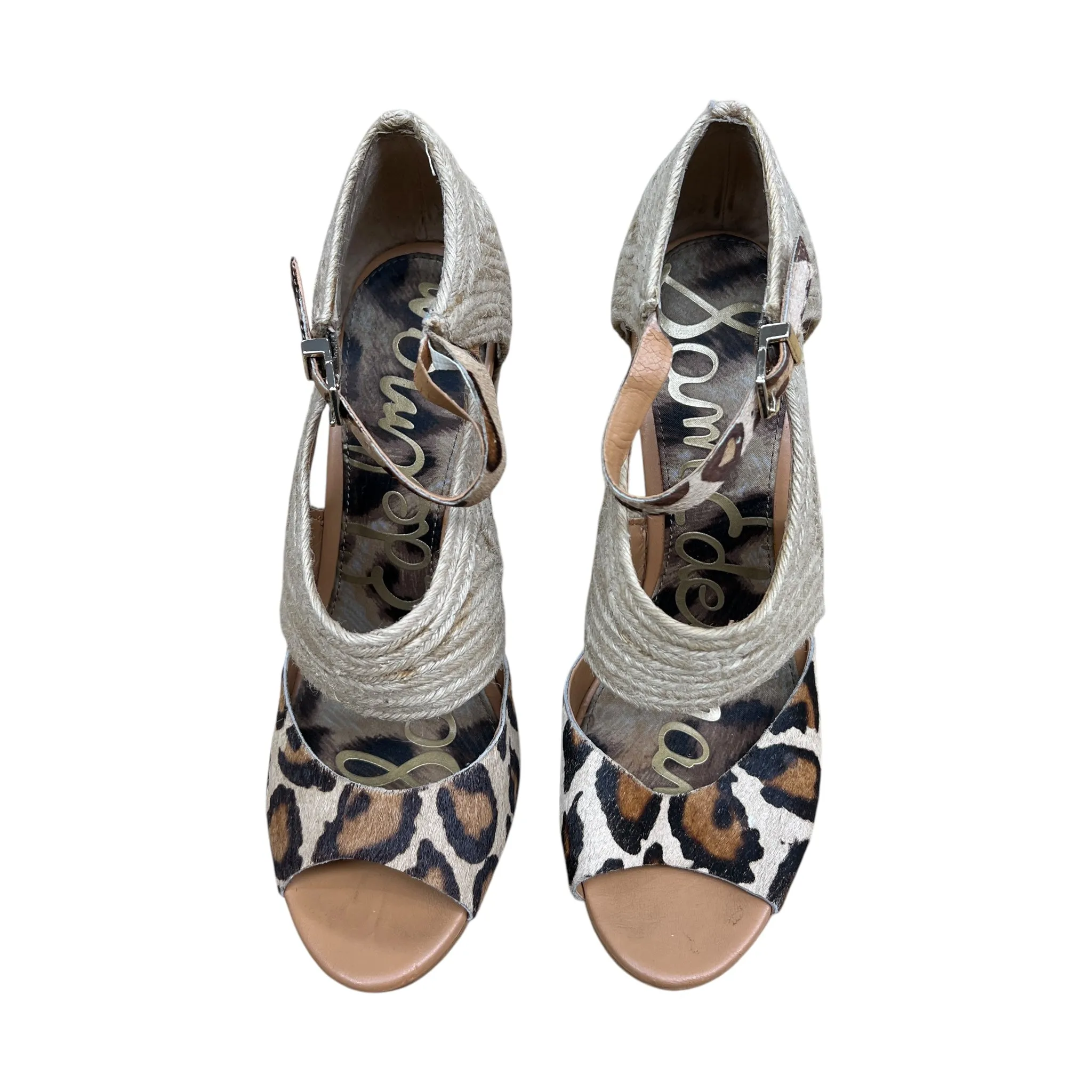 Sandals Heels Wedge By Sam Edelman In Animal Print, Size:7.5