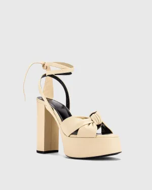 Satu Bow Lace Up Platform Sandals In Beige