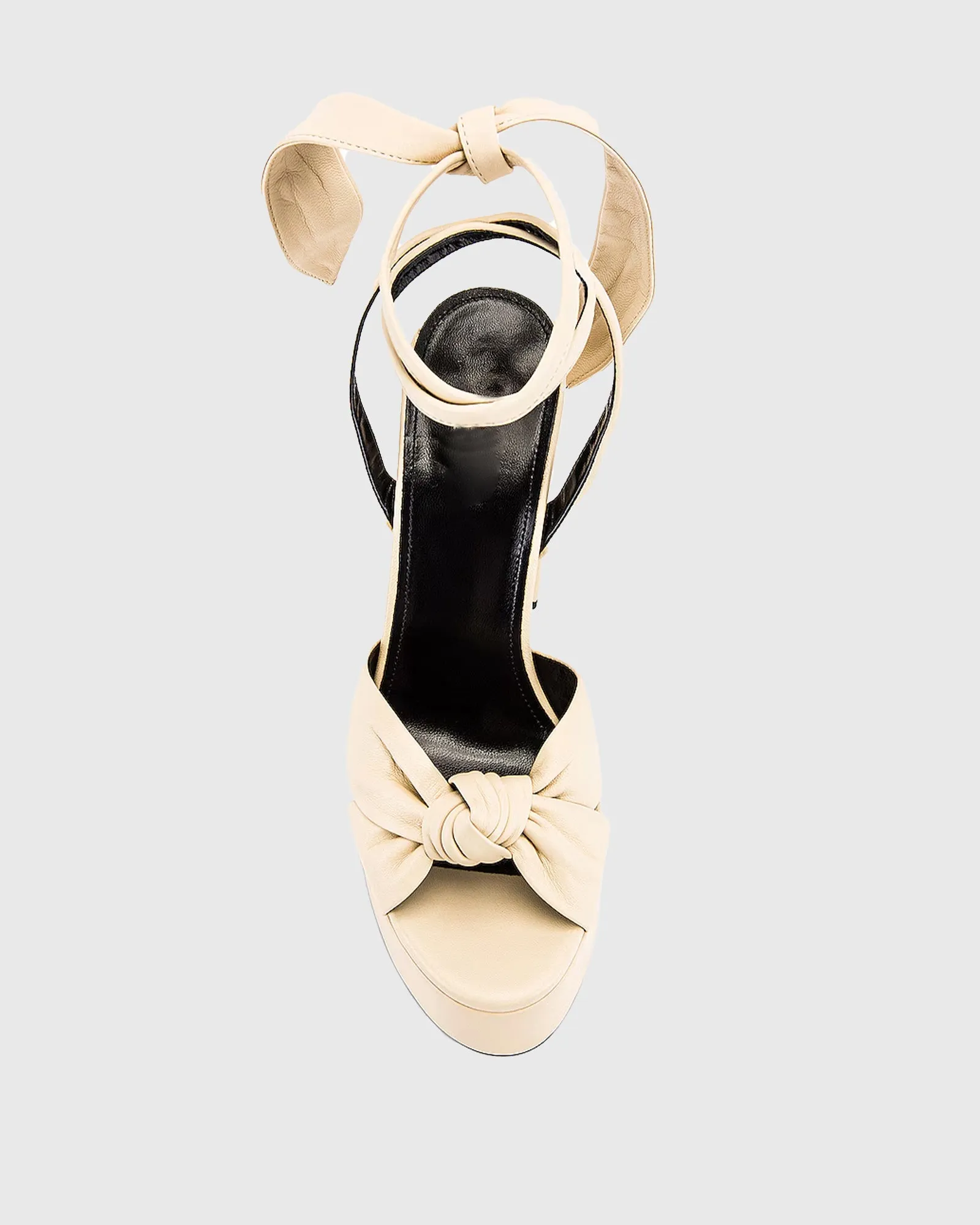Satu Bow Lace Up Platform Sandals In Beige