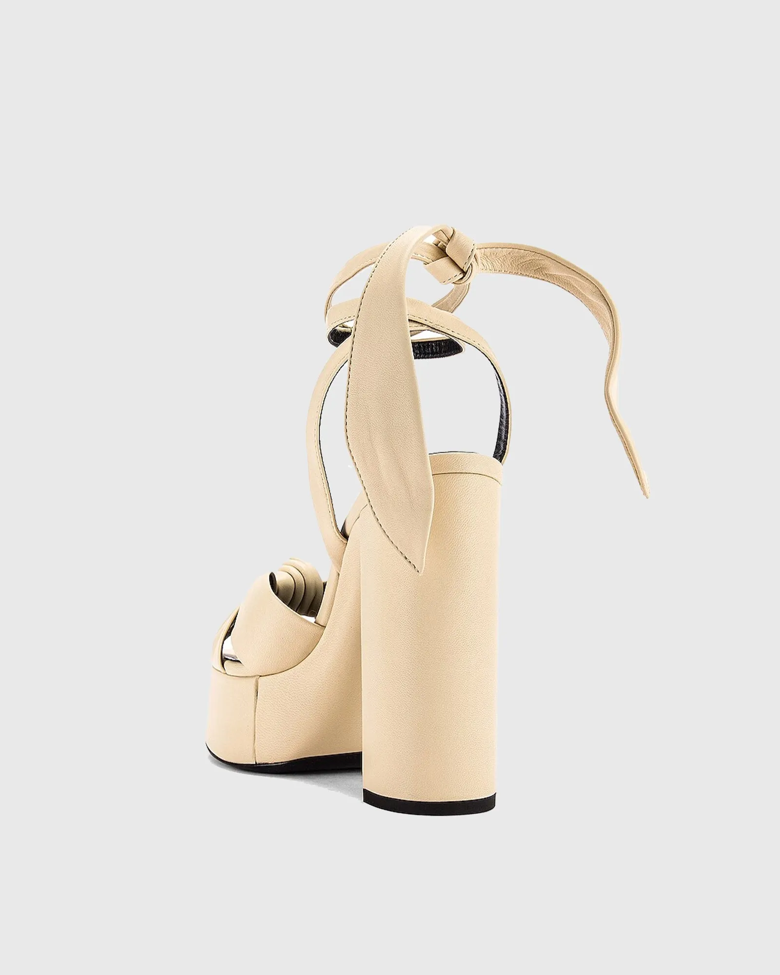 Satu Bow Lace Up Platform Sandals In Beige