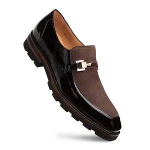 scratch - resistant Valone Hi-Shine/Suede Lug Slip On-Brown | Mezlan Valone Hi-Shine/Suede Lug Slip On-Brown | Mezlan Stretchable Tongue