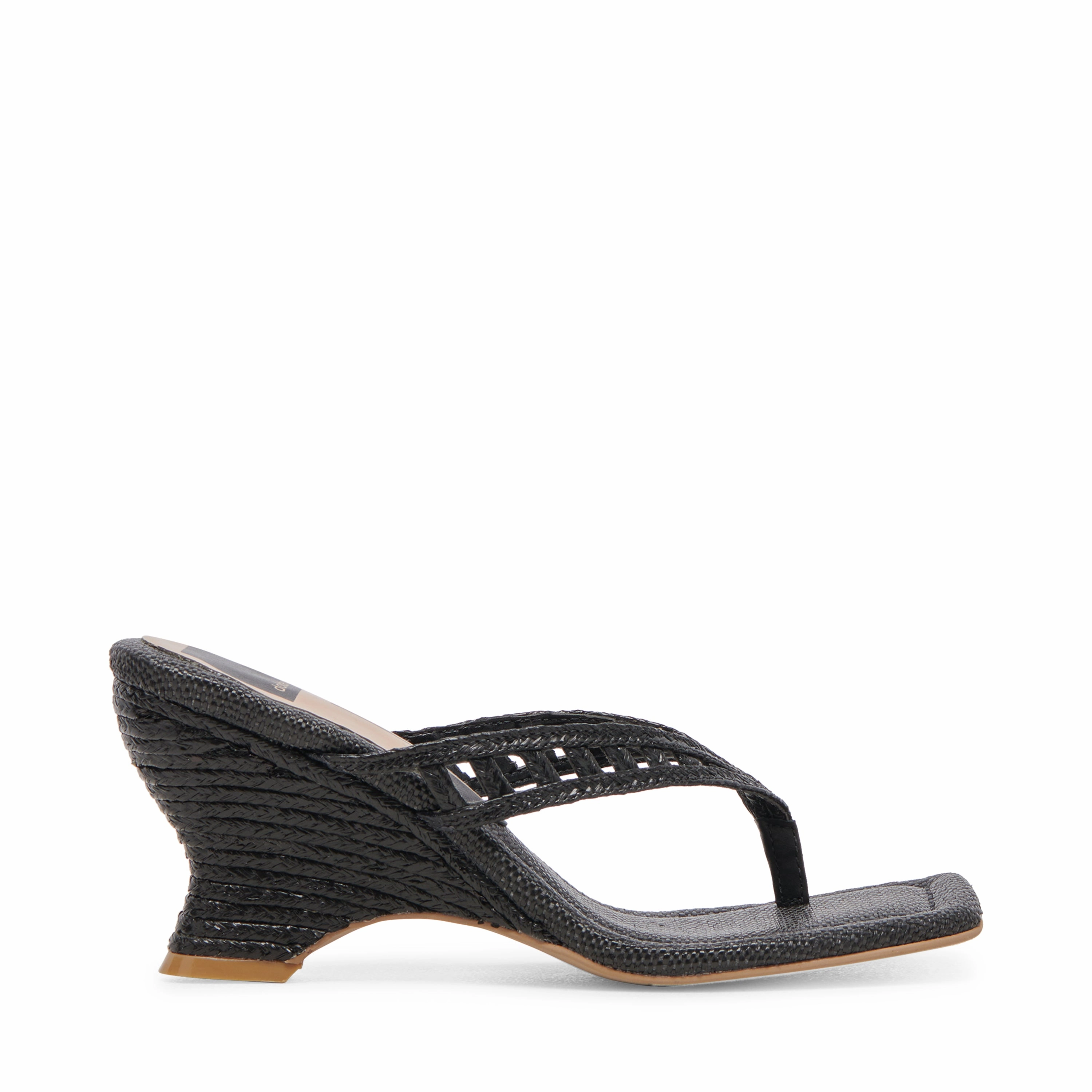 Traction Enhancing Treads stylish user Nullah Wedges - Onyx Raffia