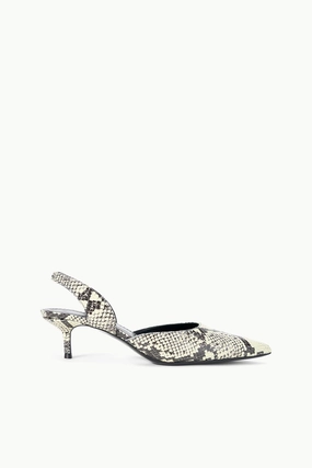 SEBASTIAN SLINGBACK | WHITE SNAKE Gloss-Finish Adjustable Hook and Loop Closure SEBASTIAN SLINGBACK | WHITE SNAKE