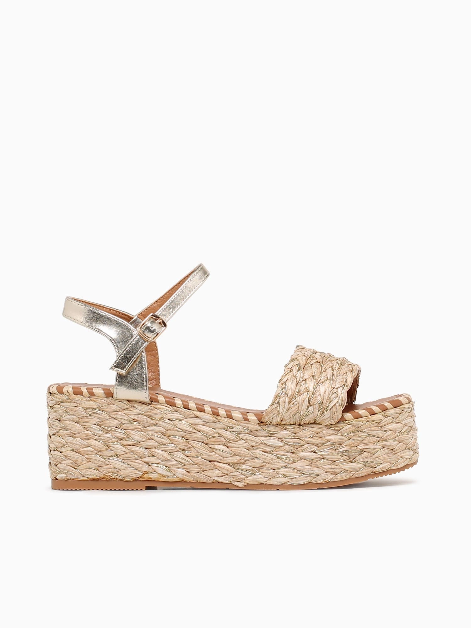 Low Profile Footbed Design Quick Dry Strap Material Kai Lt Gold Raffia