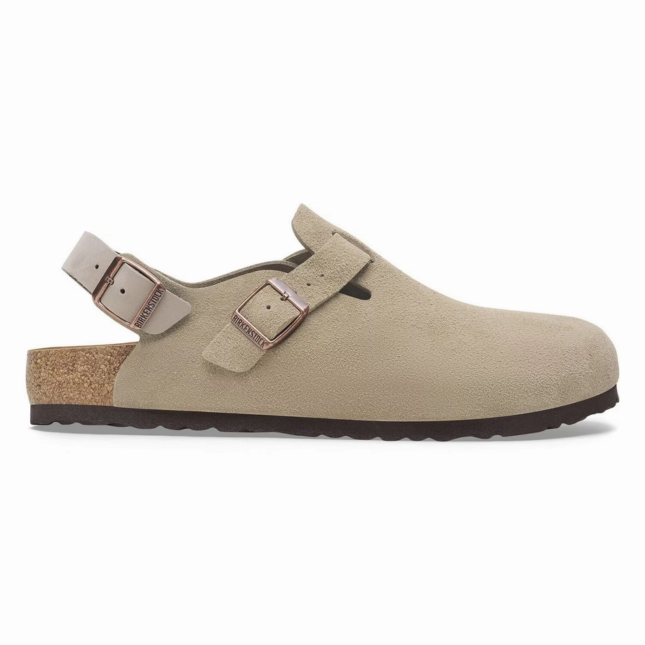 Shock Absorption Midsole Birkenstock Women's Tokio Clog - Taupe Suede Breathable mesh Palm Base