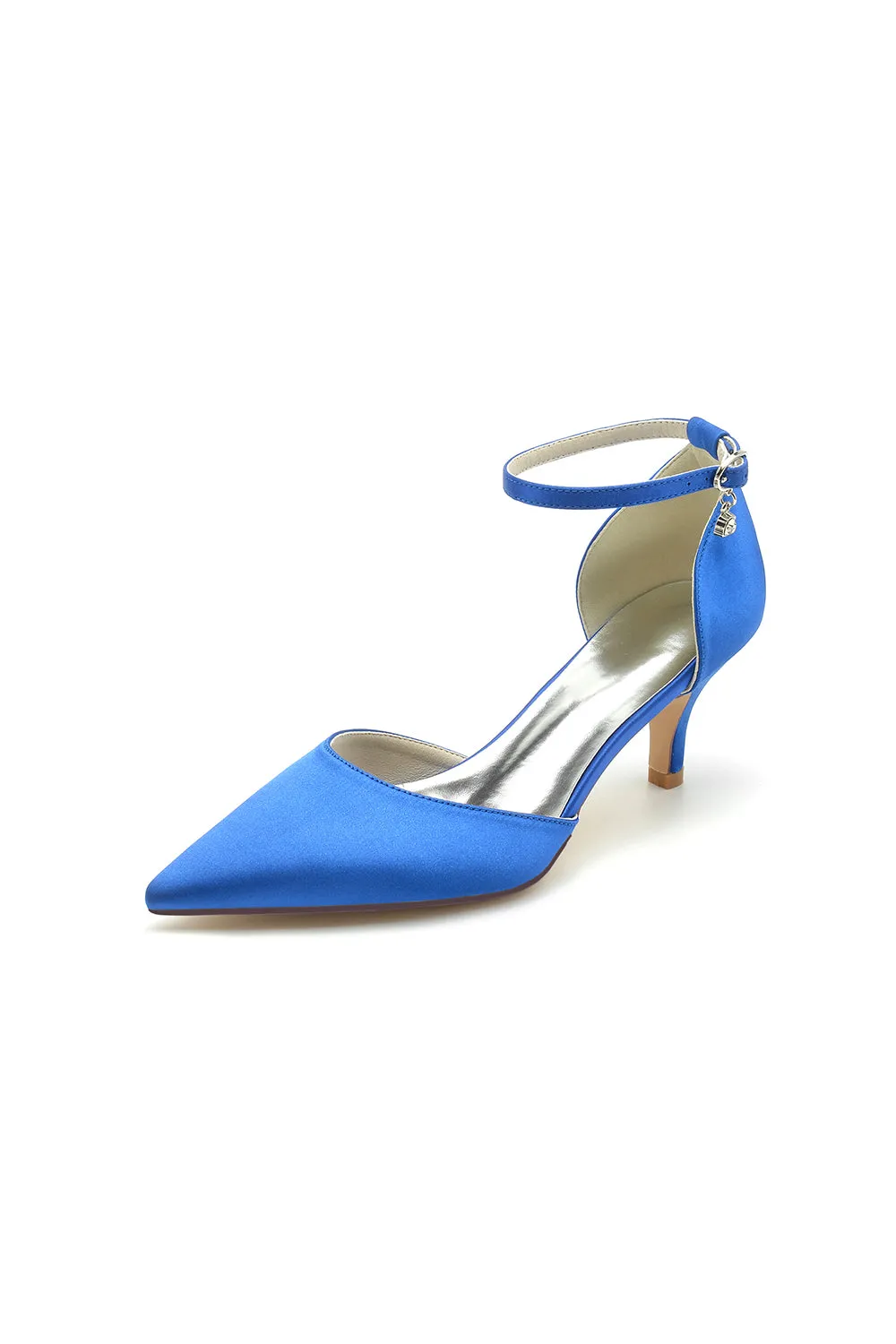 Simple Pointed Toe Satin Kitten Heels