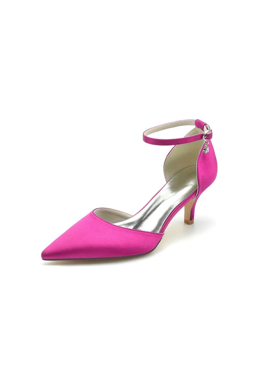 Simple Pointed Toe Satin Kitten Heels