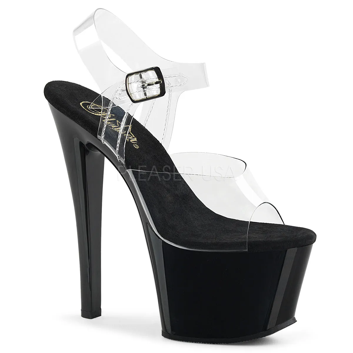 Sky-308 Clear-Black Platform Sandals