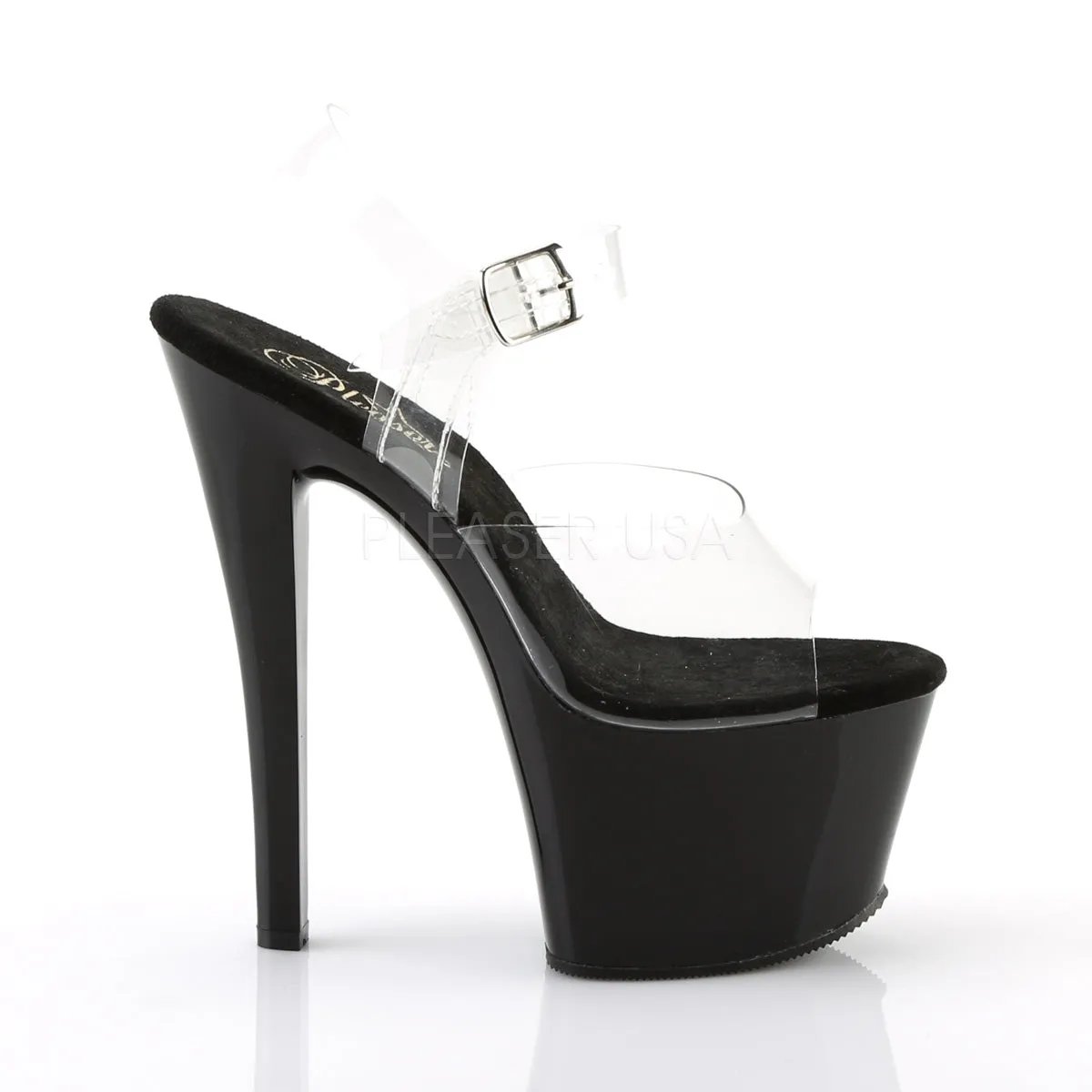 Sky-308 Clear-Black Platform Sandals