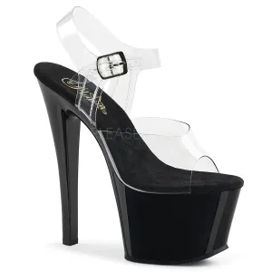 Sky-308 Clear-Black Platform Sandals