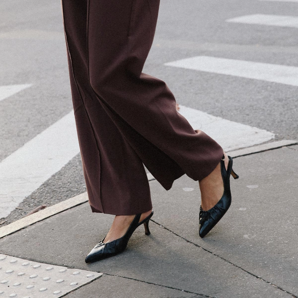 Durable Comfort Roadside Safety Footwear The Anya Slingback - Black Crinkle-Gloss Nappa