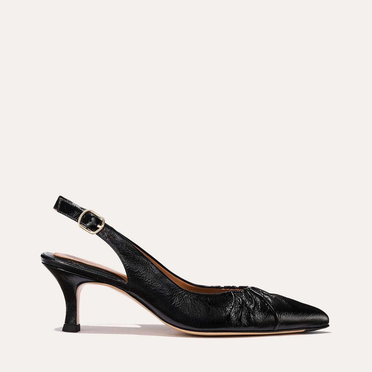 The Anya Slingback - Black Crinkle-Gloss Nappa Lightweight Comfort Footwear Impact Guard Footwear